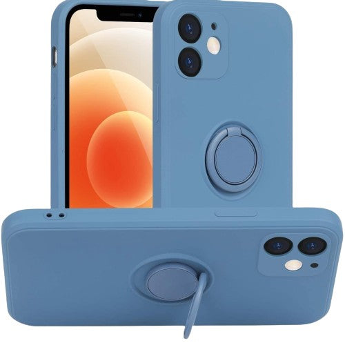 Husa protectie Vivimall compatibila cu Samsung A20E Liquid Silicone Ring cu suport rotativ Albastru deschis - vivimall.ro