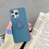 Husa protectie Flippy compatibila cu Samsung A21S Liquid Silicone Ring cu suport rotativ Albastru - vivimall.ro