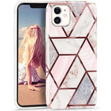Husa protectie Flippy compatibila cu Samsung Galaxy A12 Soft IMD TPU Marble Geometric Alb - vivimall.ro