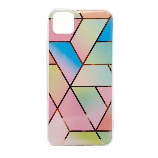 Husa protectie Vivimall compatibila cu Samsung Galaxy A32 5G Soft IMD TPU Marble Geometric Roz - vivimall.ro