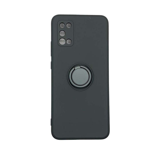 Husa protectie Vivimall compatibila cu Samsung Galaxy A72 Liquid Silicone Ring cu suport rotativ Negru - vivimall.ro