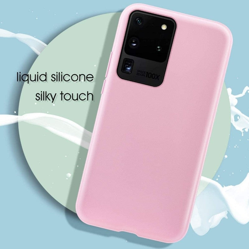 Husa protectie Flippy compatibila cu Samsung S21 5G Liquid Silicone Case Roz - vivimall.ro