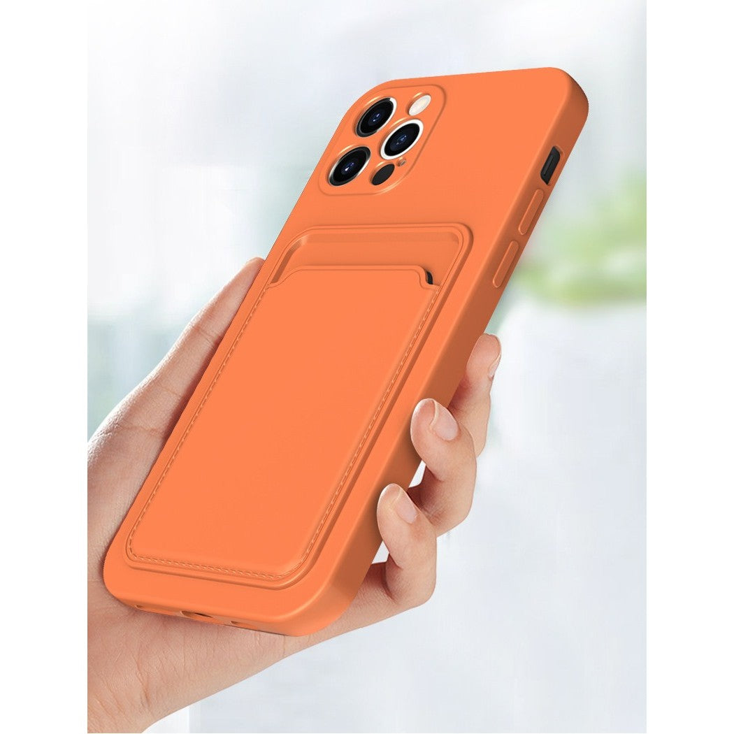 Husa protectie Flippy cu suport card compatibila cu Apple iPhone 12 Pro Max Portocaliu - vivimall.ro