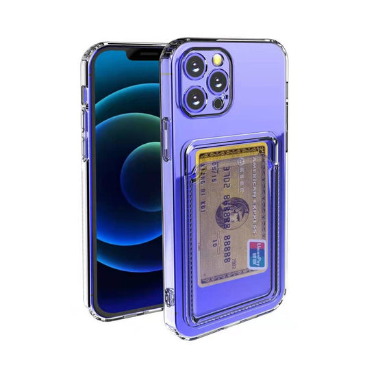 Husa protectie Vivimall cu suport card compatibila cu Apple iPhone 12 Transparent - vivimall.ro