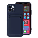 Husa protectie Flippy cu suport card compatibila cu Apple iPhone 13 Pro Albastru Inchis - vivimall.ro
