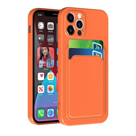 Husa protectie Flippy cu suport card compatibila cu Apple iPhone 13 Pro Max Portocaliu - vivimall.ro