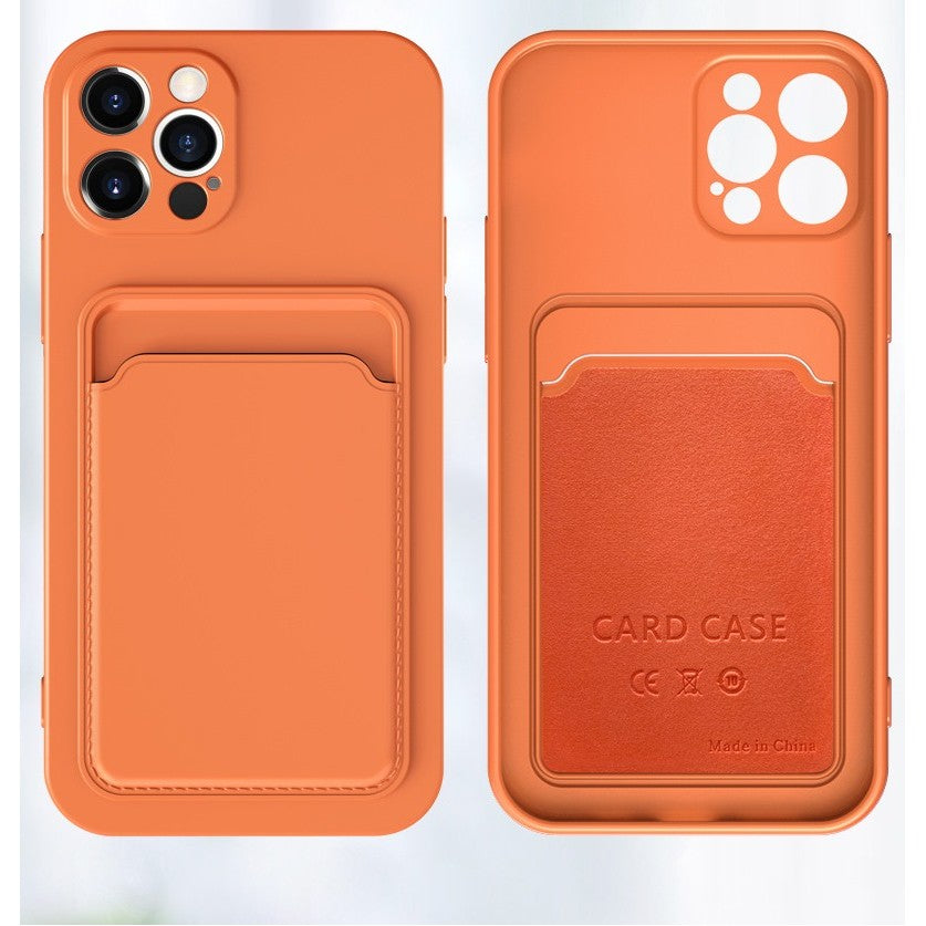 Husa protectie Flippy cu suport card compatibila cu Apple iPhone 13 Pro Max Portocaliu - vivimall.ro