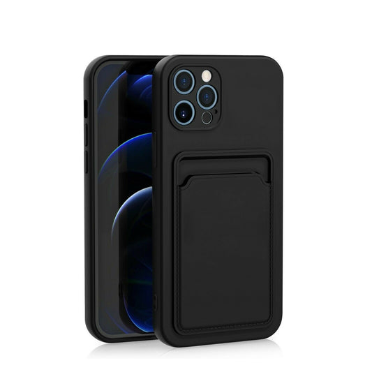 Husa protectie Vivimall cu suport card compatibila cu Samsung A03s Negru - vivimall.ro