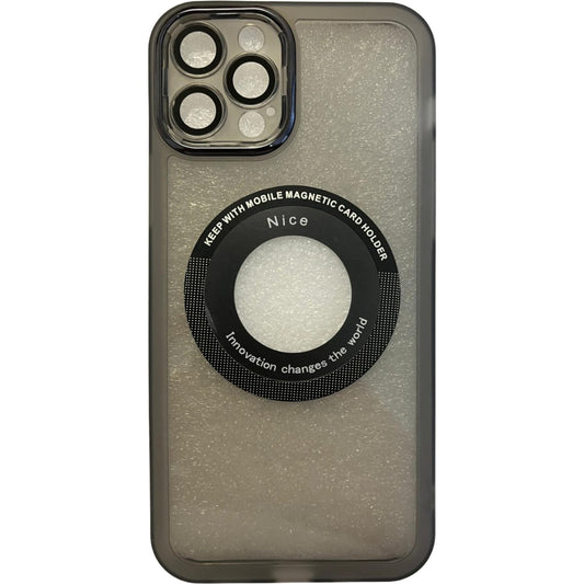 Husa protectie Vivimall pentru Apple iPhone 12 / 12 Pro decupaj logo, magnetica, Protectie Camera, Negru - vivimall.ro