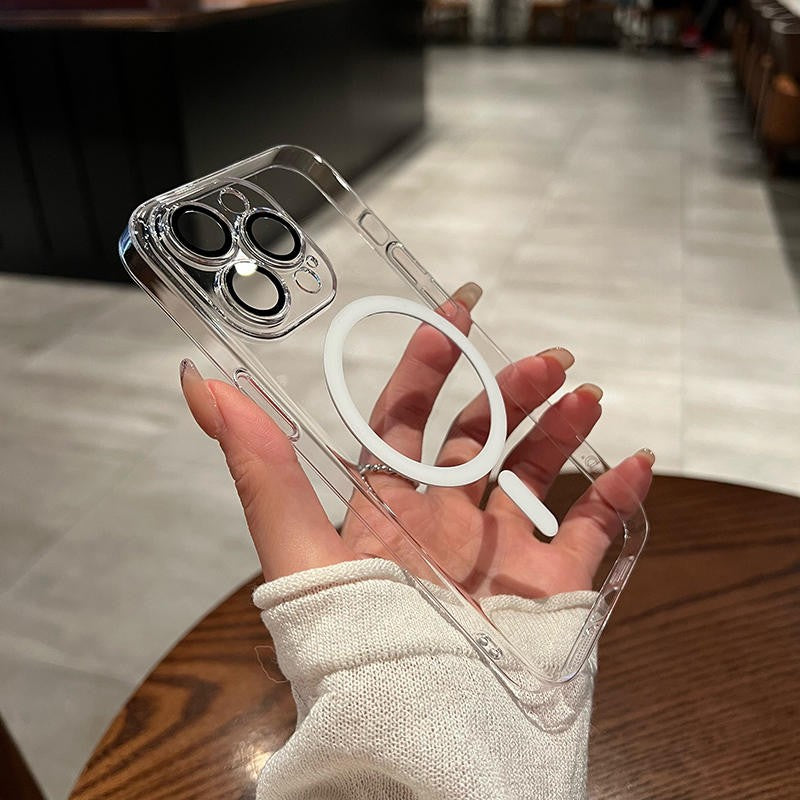 Husa protectie Flippy pentru Apple iPhone 13 Pro Max, MagSafe Silicone, Protectie si folie camera inclusa, protectie camera, Transparent - vivimall.ro