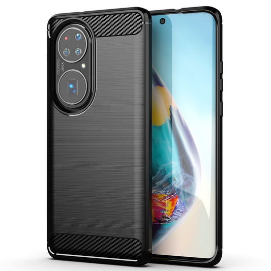 Husa de Protectie pentru Huawei P50 Pro, Vivimall, Protectie 360, din TPU cu element de Carbon, Anti Alunecare, 1.8 mm, Negru - vivimall.ro