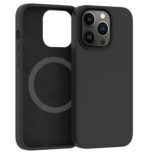 Husa protectie Vivimall pentru iPhone 13 Pro Mag Safe, 2 in 1 incarcare si magnet, Soft silicone, Negru - vivimall.ro