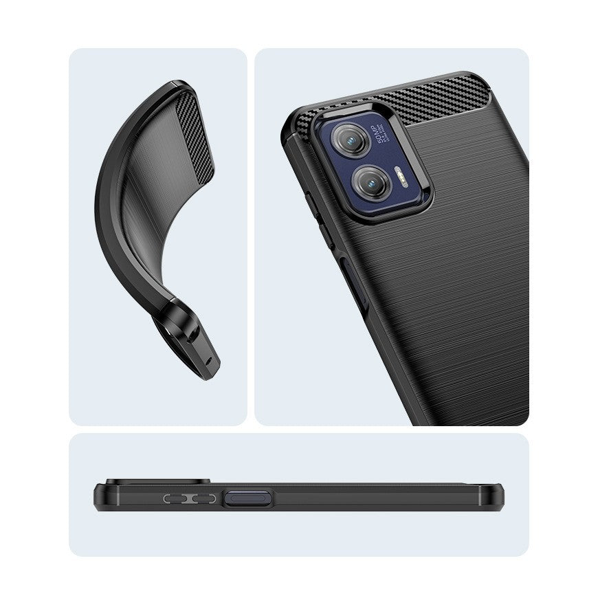 Husa de Protectie pentru Motorola Moto G13 / G23, Flippy, Protectie 360, din TPU cu element de Carbon, Anti Alunecare, 1.8 mm, Negru - vivimall.ro