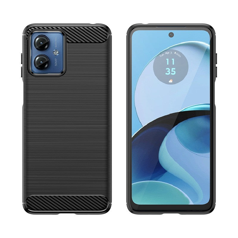 Husă Moto G14 TPU cu element de carbon, 1.8 mm grosime, detaliu textură spate