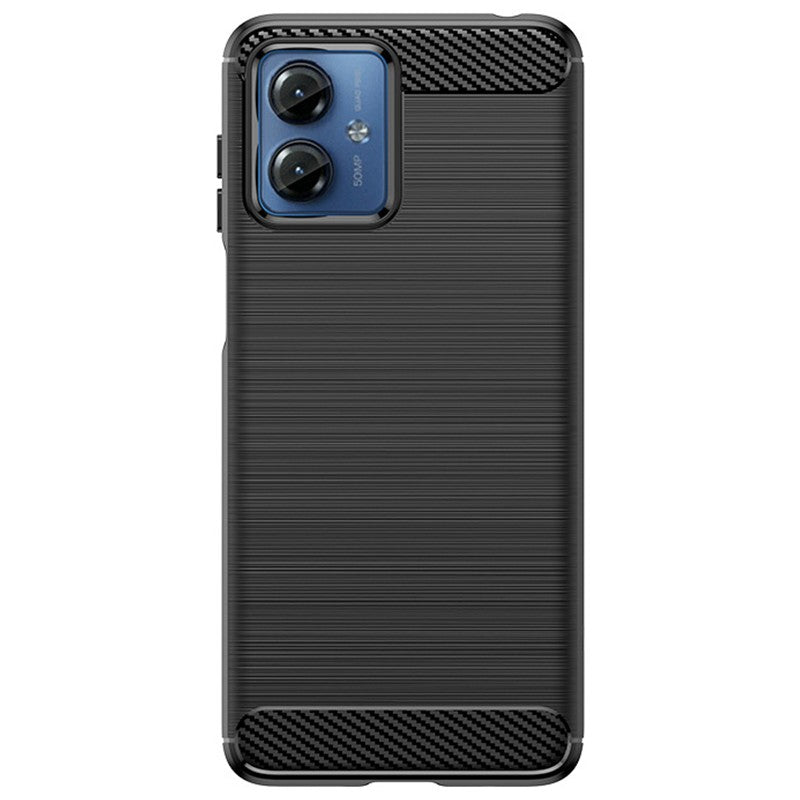 Husă Motorola Moto G14 din TPU Carbon neagră, protecție 360 grade, vedere frontală