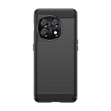 Husă silicon TPU OnePlus 11 cu textură periată și element carbon negru, vedere frontală