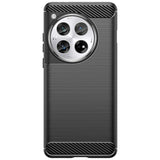 Husă OnePlus 12 din TPU cu element carbon, protecție 360°, culoare neagră, vedere frontală