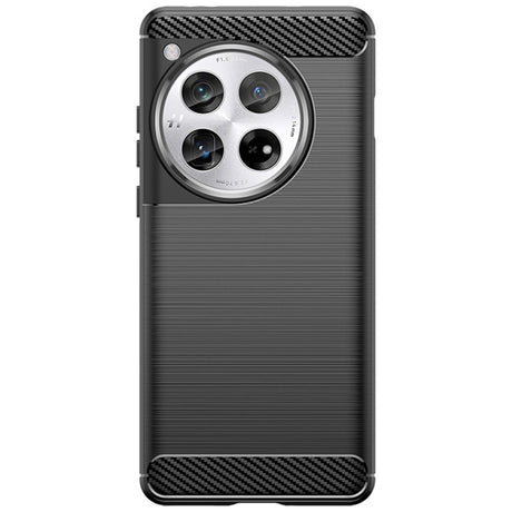 Husă OnePlus 12 din TPU cu element carbon, protecție 360°, culoare neagră, vedere frontală