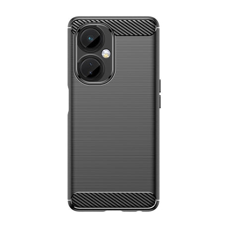 Husă silicon TPU OnePlus Nord CE3 Lite, textură periată neagră cu element carbon, vedere frontală