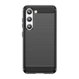 Husă de protecție Samsung Galaxy S23 din TPU cu element de carbon, culoare neagră, vedere frontală