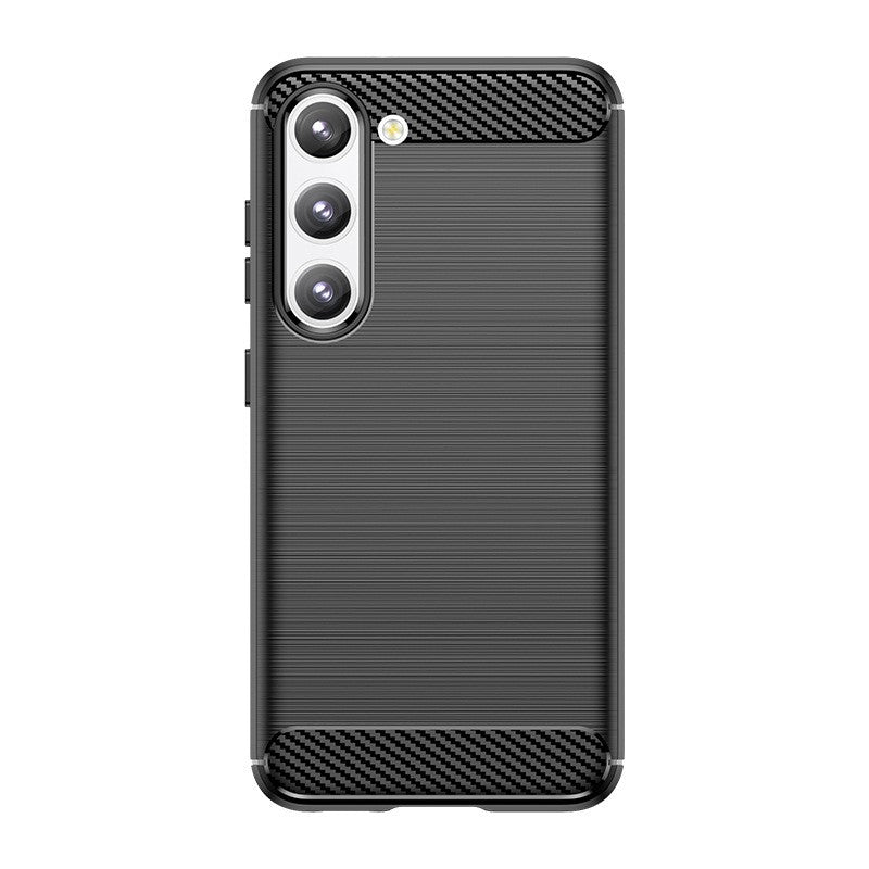 Husă de protecție Samsung Galaxy S23 din TPU cu element de carbon, culoare neagră, vedere frontală