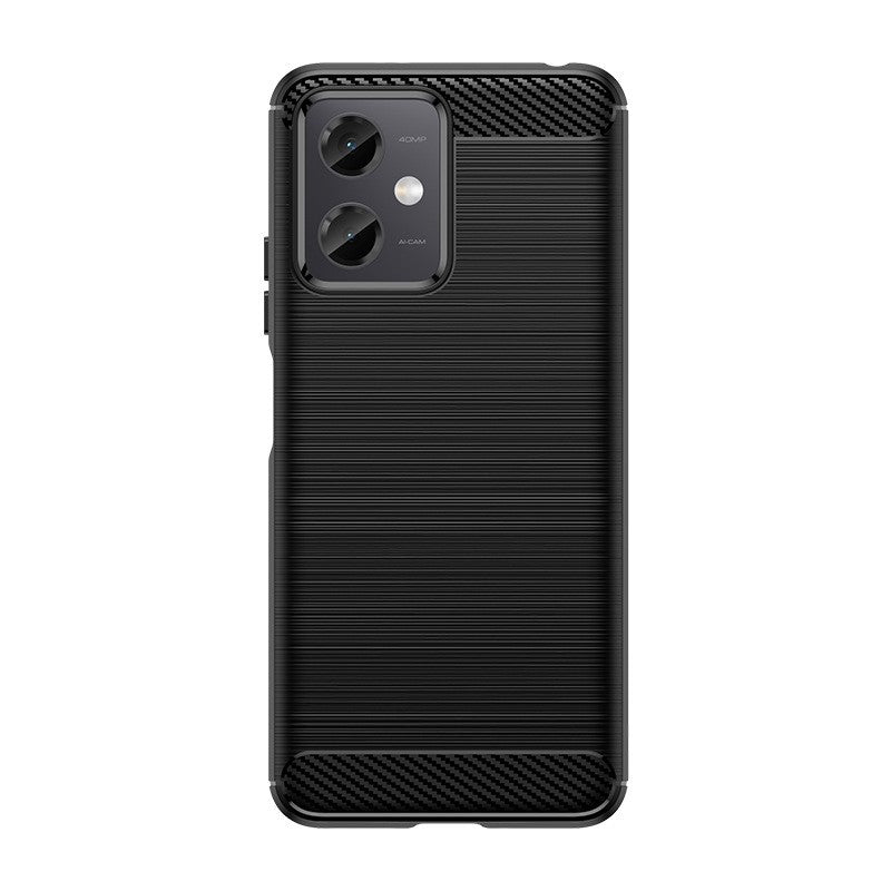Husă silicon TPU neagră pentru Xiaomi Redmi Note 12 5G cu element carbon, vedere frontală