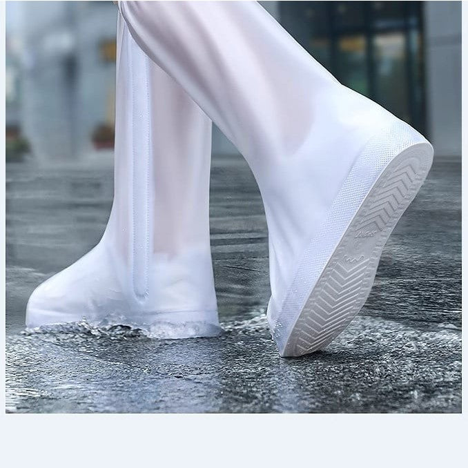 Protectie Incaltaminte pentru Ploaie si Noroi, Flippy, Impermeabila, Talpa Antiderapanta, cu Fermoar si Capsa, Inaltime 40 cm, Marime M 36-37, Alb - vivimall.ro