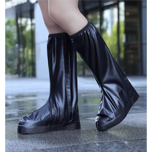 Protectie Incaltaminte pentru Ploaie si Noroi, Vivimall, Impermeabila, Talpa Antiderapanta, cu Fermoar si Capsa, Inaltime 40 cm, Marime L 38-39, Negru - vivimall.ro