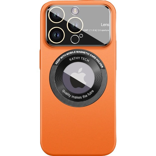 Husa protectie MagSafe Kathy Tech, Vivimall, pentru Apple iPhone 12, Dublu Cerc, Portocaliu - vivimall.ro
