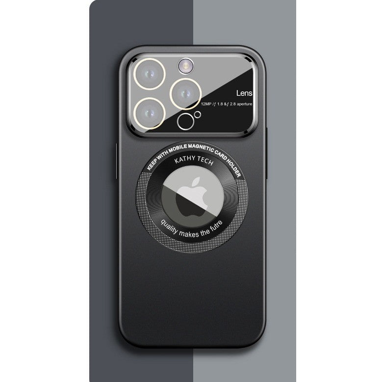 Husa protectie MagSafe Kathy Tech, Flippy, pentru Apple iPhone 12 Pro Max, Dublu Cerc, Negru - vivimall.ro