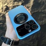 Husa protectie MagSafe Kathy Tech, Flippy, pentru Apple iPhone 13 Pro, Dublu Cerc, Albastru Deschis - vivimall.ro