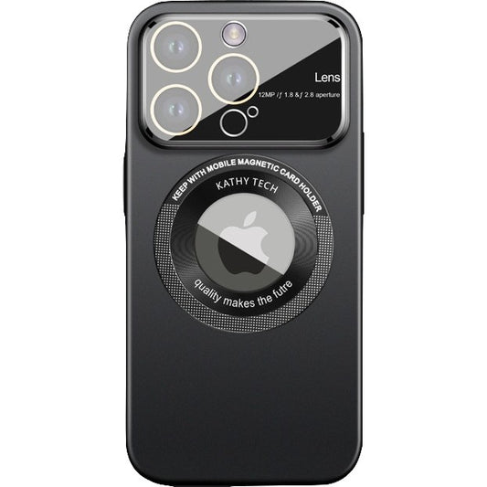Husa protectie MagSafe Kathy Tech, Vivimall, pentru Apple iPhone 14 Pro, Dublu Cerc, Negru - vivimall.ro