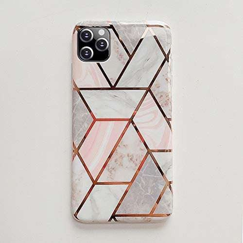 Husa protectie pentru Apple iPhone 11 Pro Max Soft IMD TPU Marble Geometric Alb - vivimall.ro