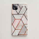 Husa protectie pentru Apple iPhone 11 Pro Soft IMD TPU Marble Geometric Alb - vivimall.ro