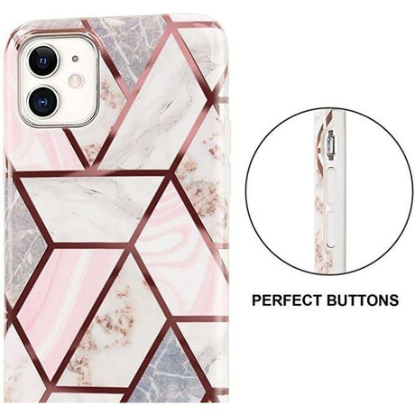 Husa protectie pentru Apple iPhone 11 Soft IMD TPU Marble Geometric Alb - vivimall.ro