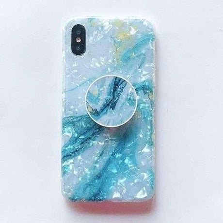Husa protectie pentru Apple iPhone 11Pro Soft IMD TPU Marble Albastru Suport inclus - vivimall.ro