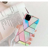 Husa protectie pentru Apple iPhone 7/8/SE 2020 Soft IMD TPU Marble Geometric Roz - vivimall.ro