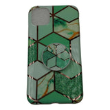 Husa protectie pentru Apple iPhone X/XS Soft IMD TPU Marble Geometric Verde Suport inclus - vivimall.ro