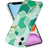 Husa protectie pentru Apple iPhone XR Soft IMD TPU Marble Geometric Verde - vivimall.ro