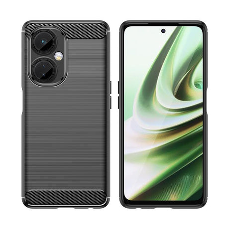 Husă protecție OnePlus Nord CE3 Lite din TPU moale negru, detaliu textură periată carbon, spate