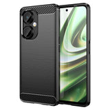 Husă silicon OnePlus Nord CE3 Lite montată pe telefon, vedere din spate, insert carbon vizibil