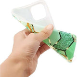 Husa protectie pentru Samsung A71 Soft IMD TPU Marble Geometric Verde - vivimall.ro