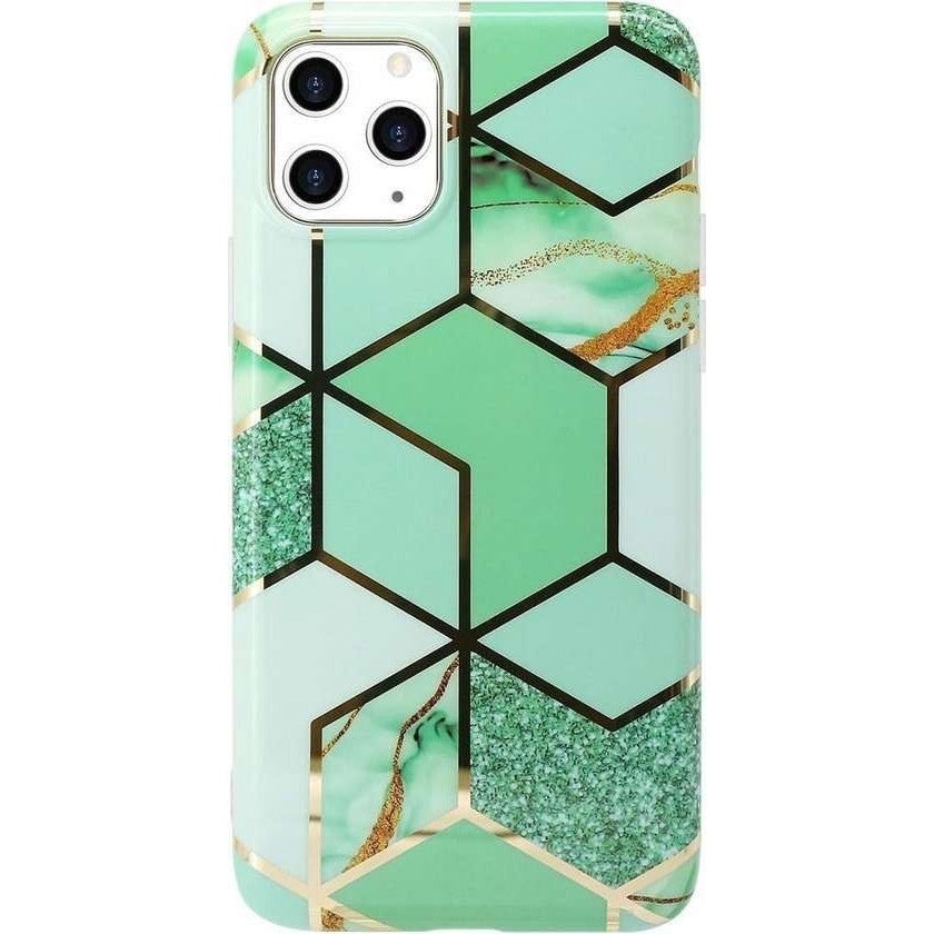 Husa protectie pentru Samsung S20 Ultra Soft IMD TPU Marble Geometric Verde - vivimall.ro