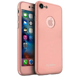 Husa protectile Flippy Premium Full Cover 360 pentru Apple iPhone 8, Roz Auriu cu Folie Sticla inclusa - vivimall.ro