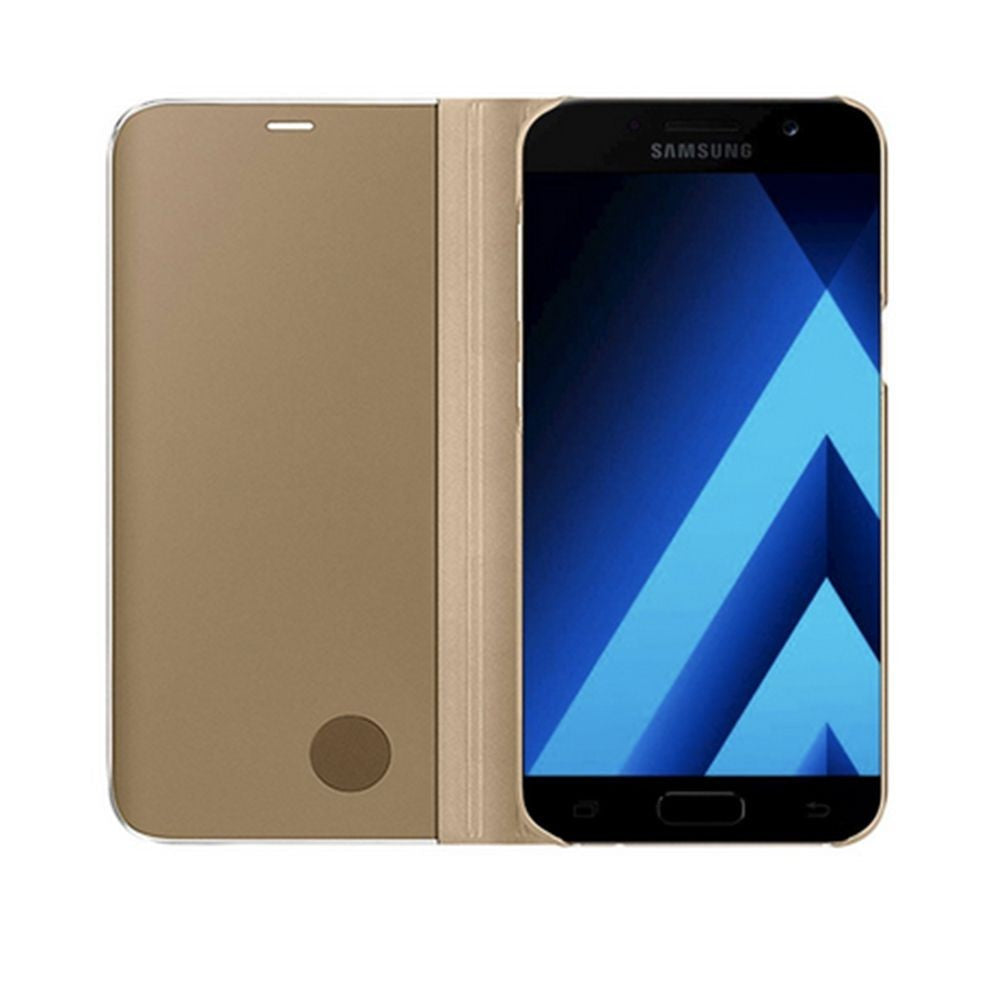 Husa Samsung Galaxy A3 2017 Flip Cover Oglinda Auriu - vivimall.ro