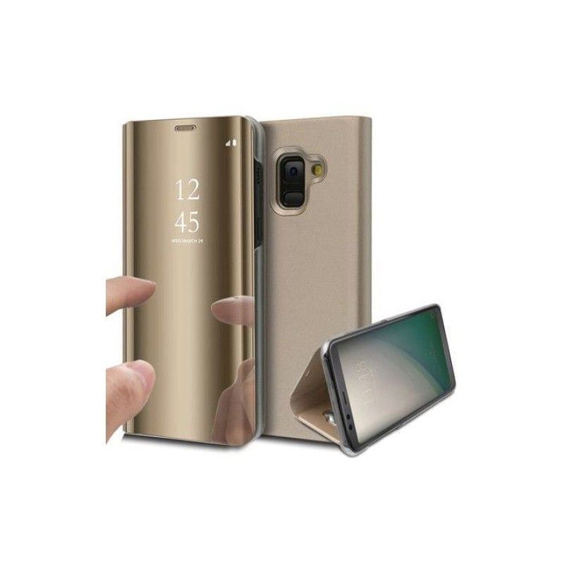 Husa Samsung Galaxy A6 2018 Flip Cover Oglinda Auriu - vivimall.ro