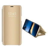 Husa Samsung Galaxy A7 2018 Flip Cover Oglinda Auriu - vivimall.ro
