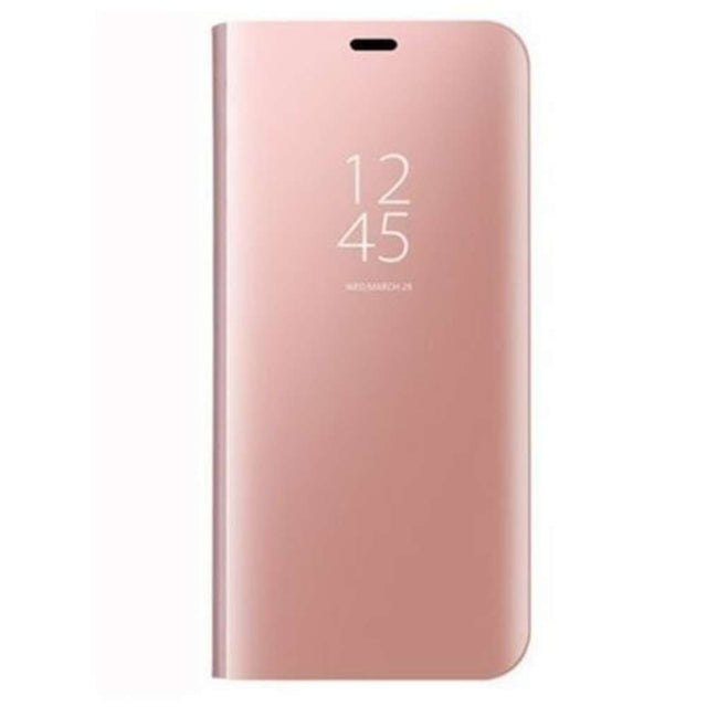 Husa Samsung Galaxy A7 2018 Flip Cover Oglinda Roz Auriu - vivimall.ro
