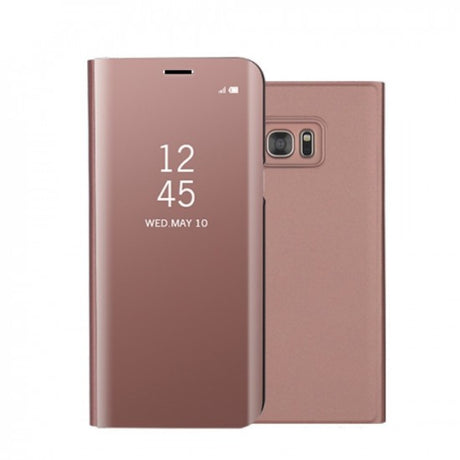 Husa Samsung Galaxy A8 2018 Flip Cover Oglinda Roz - vivimall.ro