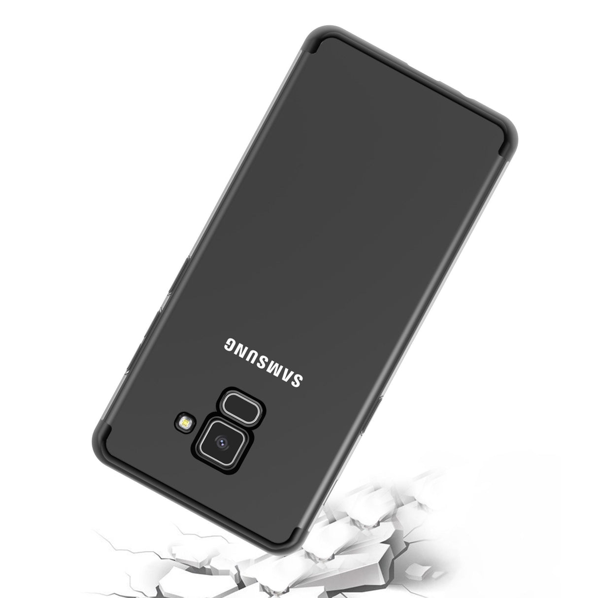 Husa Samsung Galaxy A8 2018 Transparent cu Margini Negre - vivimall.ro